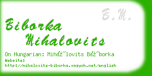 biborka mihalovits business card